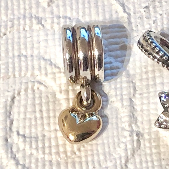 || SOLD || Pandora Moments : Golden heart dangle two tones - Picture 1 of 1